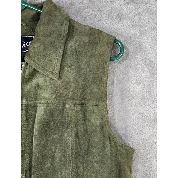 Saguaro Vest Womens Large Green Suede Leather Full Zip Western 90s Vintage Top - Picture 9 of 12